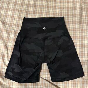 lululemon Align High Rise Black Camo Shorts 4”